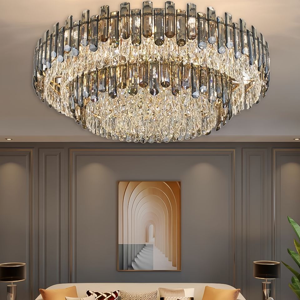 Modern Simple Stainless Steel Crystal Ceiling Lamps High-end LED IP65 AC Hotel Use Warm Cozy 3-Year Warranty