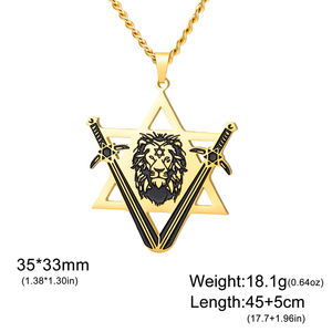 Collar Myshape Victory Swords con León de Judá y Estrella de David, Cadena de Acero Inoxidable, Amuleto de Protección Judaica - Product Image 5