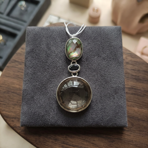 925 Silver Smoky Quartz\<b>Abalone</b> <b>Shell</b> Pendant - Product Image 3