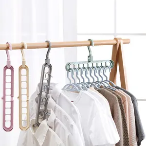Family 9 in 1 multi port plastic wardrobe saves space folding family storage rack for scarf for belt for clothes hanger