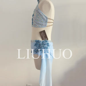 Abito <span class=keywords><strong>da</strong></span> Danza Lirica LIUHUO per Ragazze Pole Dance di Lusso con Strass Brillanti <span class=keywords><strong>da</strong></span> Competizione Esibizione Blu Grigio Personalizzabile - Product Image 5