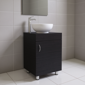 Meuble-lavabo Vicksburg à 1 porte, 23-25 pouces, noir wengé, contemporain et moderne, sur pied, avec vasque en céramique - Product Image 2