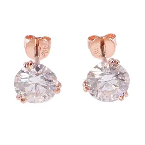 10K Rose Gold Color Woman Wedding Earrings Studs 2pcs DEF 7.5mm Round Moissanite Diamond Studs Earrings