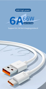 Câble <span class=keywords><strong>USB</strong></span> A vers Type C pour téléphone portable, 66W 6A, cuivre pur, <span class=keywords><strong>1M</strong></span>, PVC blanc, OEM ODM, vente en gros d'usine, charge rapide, transmission de données - Product Image 3