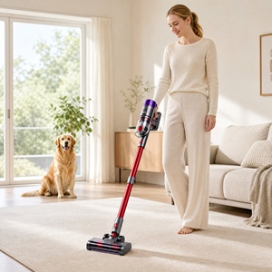 Aspirateur à main avec tige rouge et tête moteur violette, capacité de 1,2 L, plusieurs accessoires pour usage domestique - Product Image 5