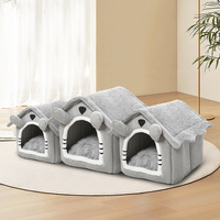Nid pour animaux de compagnie fermé, petit lit pour animaux de compagnie, amovible, lavable, durable, en polyester brodé, pour toutes les saisons, villa générale, accessoires