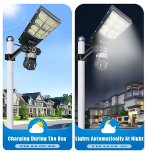 Lampu Jalan Kamera LED Tenaga Surya Outdoor Wifi IP66 Baterai 16000mAh <span class=keywords><strong>3</strong></span> Mode Lampu Sensor Deteksi Gerak Remote Siren Terintegrasi - Product Image 2