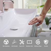Ensemble moderne de baignoire et lavabo en acrylique poli avec robinet monotrou, baignoire en surface solide et lavabo assorti pour suite de salle de bain