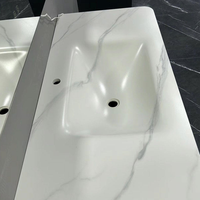 Lavabo de salle de bain en pierre frittée sur mesure, vasque monobloc sans joint, lavabo moderne blanc, usine OEM