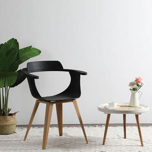 Modern Nordic <b>Chair</b> With <b>Plastic</b> Backrest And Wooden Legs Living Room <b>Chair</b> - Product Image 2