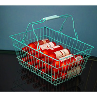 Panier d'épicerie enduit de poudre noire pour jouet de magasin de cosmétiques avec poignées en plastique pour paniers en fil métallique de stockage de cadeaux