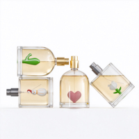 Atomiseur en verre transparent avec breloque bonhomme de neige de Noël à l'intérieur, 100 ml, pour coffret cadeau de Noël, vente au détail et en gros