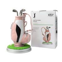 Nouvelle vente en gros d'usine en stock, souvenir d'événement de golf, cadeau, porte-stylo de sac de golf en PU de haute qualité, jeu de bureau, ensemble cadeau de golf personnalisé