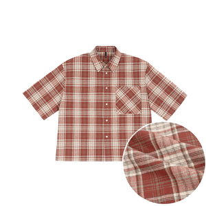 T-shirt in sgualciola di alta qualità con Logo personalizzato alla moda Design <span class=keywords><strong>a</strong></span> scacchi Casual ed elegante Anti-rughe funzione ODM fornitura - Product Image 1