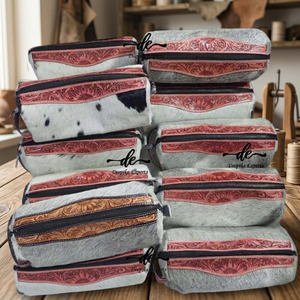 New Arrival Cowhide Leather Stylish <b>Makeup</b> Cosmetic Storage <b>Box</b> Hand Tooled Jewelry Pouch ,Vanity Bathroom Organizer <b>Box</b> - Product Image 3