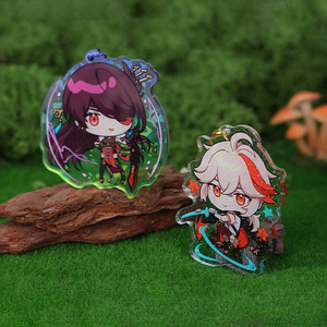 Silk Screen Printed Acrylic Keychain with Holographic Anime Process Available Wholesale Pendants Accessories Acrylic Keychains