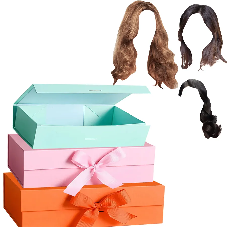 Factory Luxury wig boxes custom logo packaging wig bags hair packaging boxes for wig