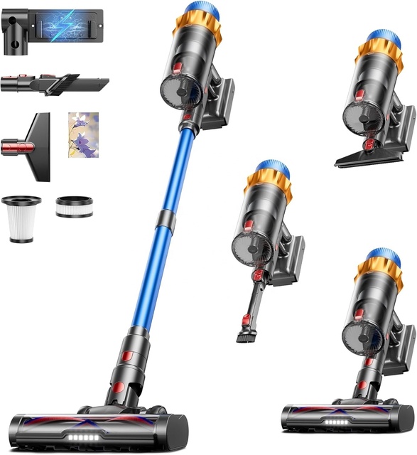 V15 Roller Brush Upgraded Filtration System Cordless Vacuum Cleaner 50000Pa Super Suction Soft Bristles Rigid Fibers Home Carpet