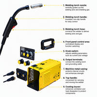 Mini soudeuse MIG sans gaz 3 en 1, machine à souder portable à fil fourré, soudeuse à arc à inverter pour la réparation des métaux