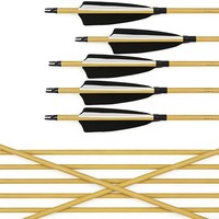 Flèches de tir à l'arc en carbone de 32 pouces avec fût en bambou, spine 400 500 600, nocks et plumes de dinde pour arc composé et arc classique de chasse