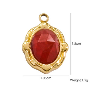 Delicado 10,5*15mm Acero inoxidable Irregular redondo encanto colorido facetado piedra Natural colgante DIY joyería - Product Image 6