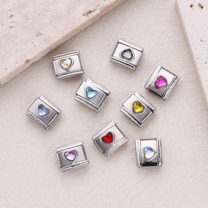 Módulo de Pulsera de Acero Inoxidable Italiano para Hacerlo Usted Mismo, con Gemas de Colores Vibrantes, Accesorios Infantiles, Colgantes de Moda y Dijes de Circonita - Product Image 3