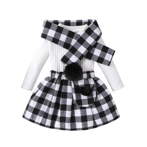 Nouveau Festival vêtements enfants robe haute qualité noël tricot jupes hauts + jupes + écharpe 3 pièces bébé fille hiver vêtements ensemble - Product Image 6