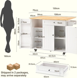 Isola <span class=keywords><strong>da</strong></span> Cucina con Piano Pieghevole e Carrello su 4 Ruote, 1 Cassetto, Arredo Pratico e Compatto per Cucina e Sala <span class=keywords><strong>da</strong></span> Pranzo - Product Image 3