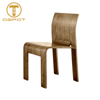 Chaise de salle à manger simple en bois massif de qualité commerciale, design créatif en noyer courbé