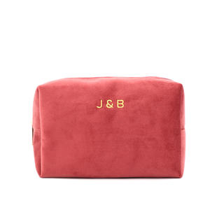 Bolsa de viaje de terciopelo para cosméticos, organizador de maquillaje personalizable, proveedor de bolsas de inodoro de lujo para mujer - Product Image 1