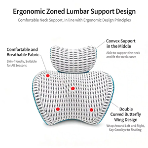 Ensemble de soutien lombaire et cervical ergonomique en mousse à mémoire de forme respirante pour voiture, antidérapant, pour soulager les maux de dos - Product Image 2