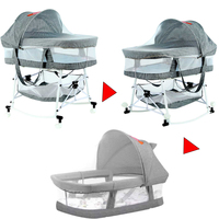 Berceau à bascule multifonction en coton pour bébé avec roues, lit d'appoint portable pour nouveau-né, berceau de voyage détachable