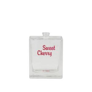 玻璃100毫升香水瓶透明，配有银色喷雾器和塑料盖丝网印刷，看起来像红色化妆品 - Product Image 3