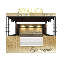 Stand de café modulaire 10x10 en aluminium pour salon professionnel, structure personnalisée, affichage de stand de salon, sublimation couleur intégrale