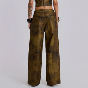 <span class=keywords><strong>Pantaloni</strong></span> in Ecopelle Vegana Lavata Personalizzati, <span class=keywords><strong>Pantaloni</strong></span> Larghi in <span class=keywords><strong>Finta</strong></span> <span class=keywords><strong>Pelle</strong></span>, Moda Femminile Unica - Product Image 5