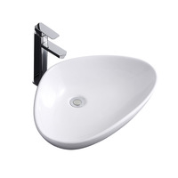 Vente en gros d'usine Hôtel Céramique Salle de bain Lavabo Évier Articles sanitaires Comptoir en céramique blanche Bassin d'art