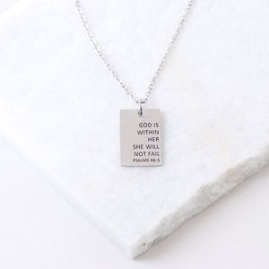 Collar con colgante rectangular personalizado, joyería con grabado de Dios dentro de ella, no caída - Product Image 6