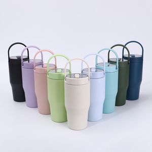 Gobelet de sport avec poignée de transport, tasse de voyage en acier inoxydable à double paroi avec paille - Product Image 2