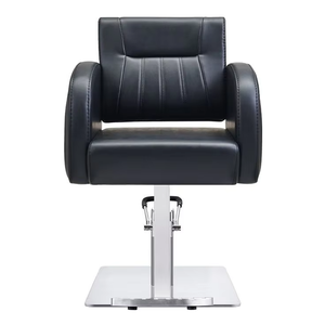 Fauteuil de coiffure hydraulique à base carrée, chaise de salon de luxe en cuir avec accoudoirs - Product Image 2