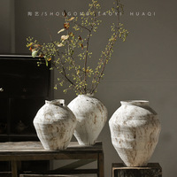 Pot en argile rustique de nouveau style avec ensemble d'arrangement de fleurs artisanales pour vase en céramique vintage pour maison d'hôtes ou hôtel