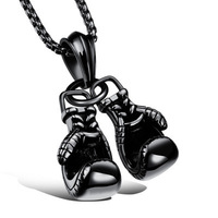 Collier pendentif gants de boxe sport fitness personnalisé, élégant, style punk hip-hop, pour homme, chaîne panier de fleurs, idéal anniversaire