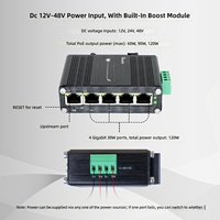 Switch PoE Gigabit géré 5 ports RJ45 de qualité industrielle, conception pour montage sur rail, alimentation 48V, gestion web intégrée