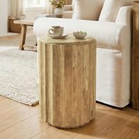 Table d'appoint moderne en bois massif doré avec rangement, durable et écologique, pour salon, chambre et hôtel