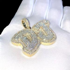 Colgante de Plata de Ley 925 con Diamante Moissanita y Letra Personalizada, Joyería Hip Hop con Baño de Oro, Colgante Fino para Hombre y Mujer - Product Image 5