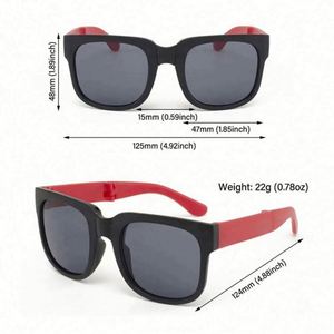 Lunettes de soleil pliables anti-reflet UV400 pour enfants, unisexes, tendance, pour le voyage, couleurs personnalisées, monture carrée vintage - Product Image 6