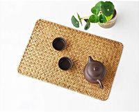 4 packs de napperons rectangulaires tissés pour tables à manger napperons en jonc de mer Nouveau style de napperons en jonc de mer naturel