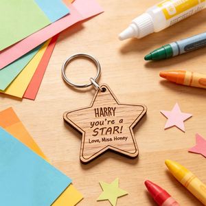Custom Star Shape <b>Wooden</b> Keychain Laser Engraved Personalized Name-Durable Eco-Friendly Graduation <b>Gift</b> for Students Teachers - Product Image 2