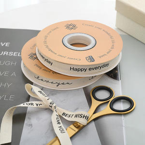 ギフトやブーケ用にカスタムプリントされた0.5インチコットンカスタムリボンロール高密度天然オーガニックコットンリボン - Product Image 5