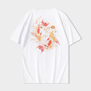 Nueva Camiseta de manga corta de algodón para hombre con tela tejida de cuello redondo con estampado digital adjunto <span class=keywords><strong>Koi</strong></span> resistente - Product Image 2