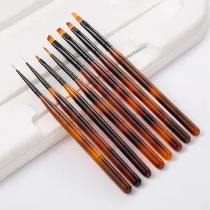 New Amber Handle Nail care paint pen girls brush gel set